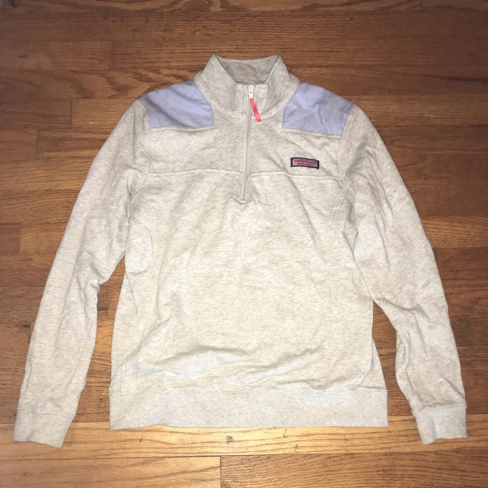 Vineyard vines half zip light gray pullover, med